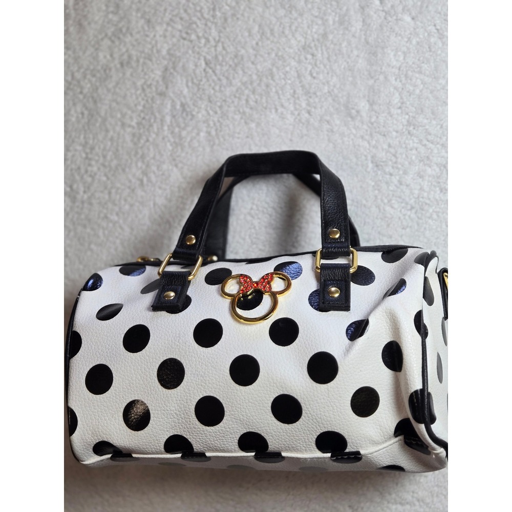 Disney Store Minnie Mouse Polka Dot Satchel Handbag Bow Barrel Bag